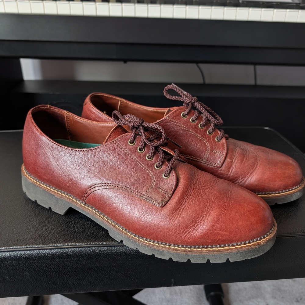 H.S. Trask Bison Leather Oxford Shoes Lug Sole‎ USA Made Men’s 11 N